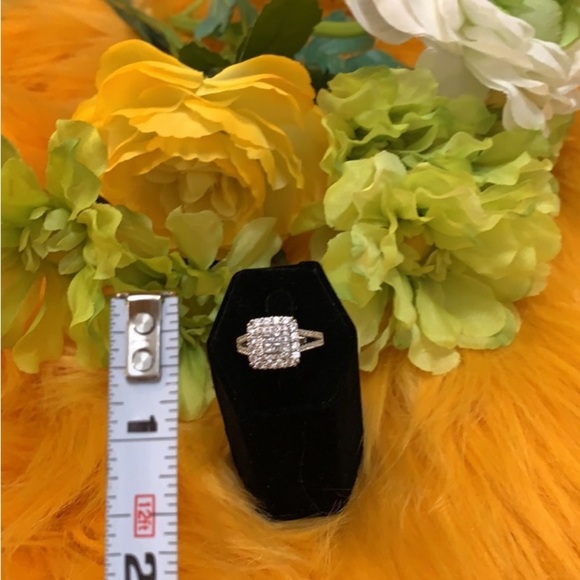 Sz 7 Square Setting  & Micro Pave Diamond Ring 925 NEW! - Picture 5 of 5